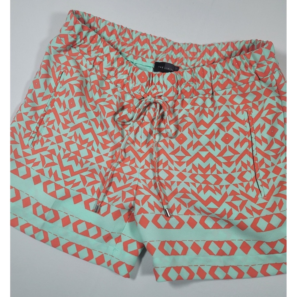 The Limited Women's Geometric Print Drawstring Shorts Mint Coral Size‎ Small
